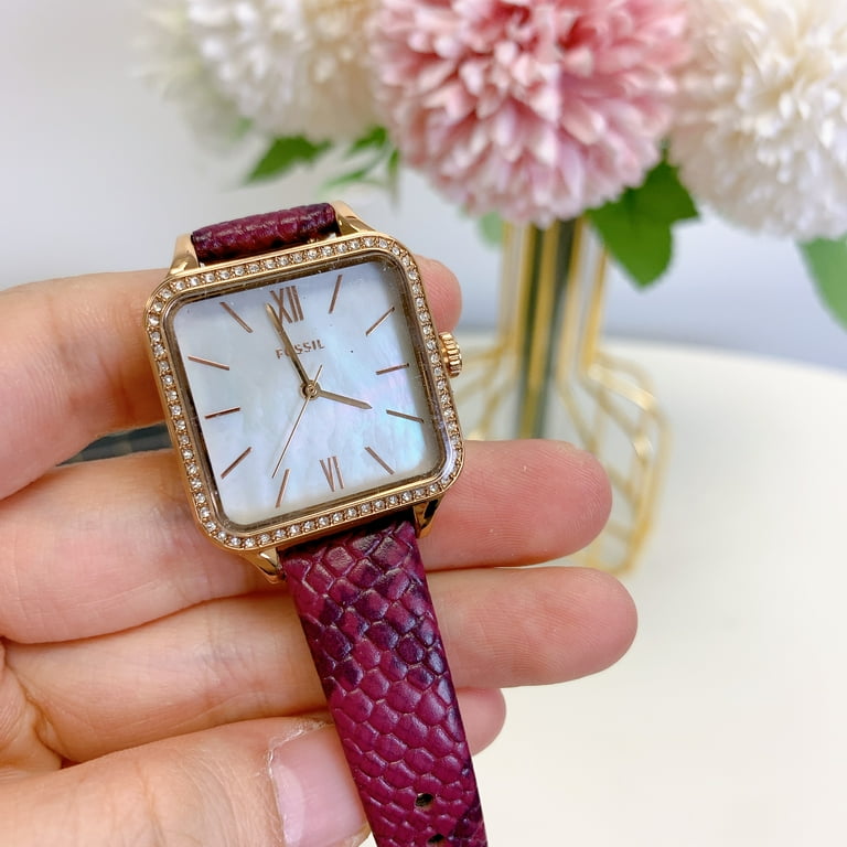 Fossil BQ3919 Colleen Three-Hand Red Leather Watch