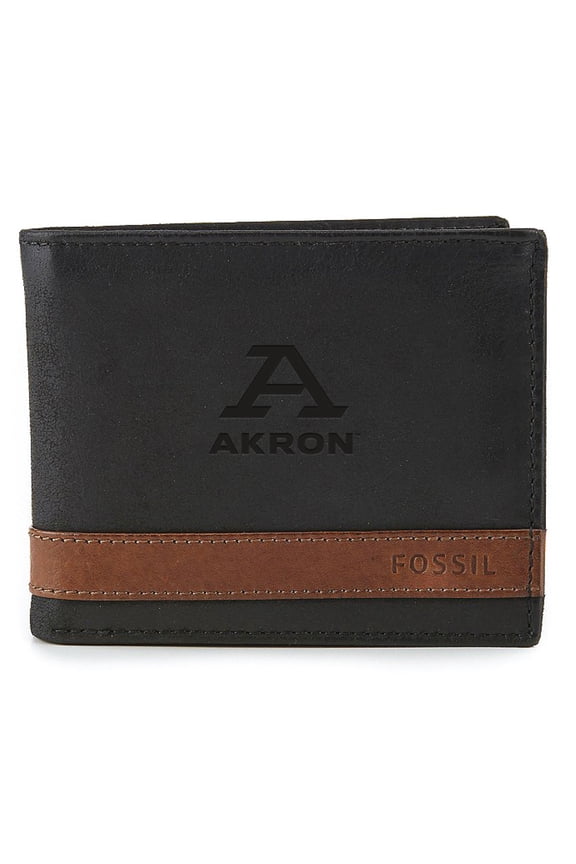 Black Akron Zips Quinn Flip ID Bifold Wallet