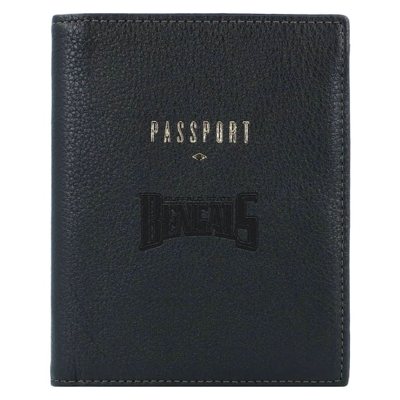 Fossil Black Buffalo State Bengals Travel RFID Passport Case