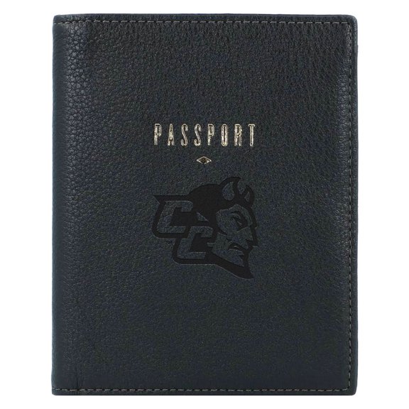 Fossil Black Central Connecticut State Blue Devils Travel RFID Passport Case