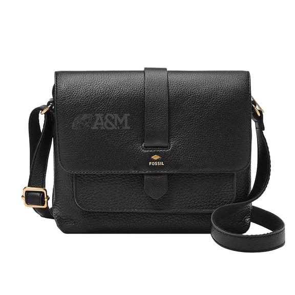 Fossil Black Florida A&M Rattlers Kinley Leather Small Crossbody Bag