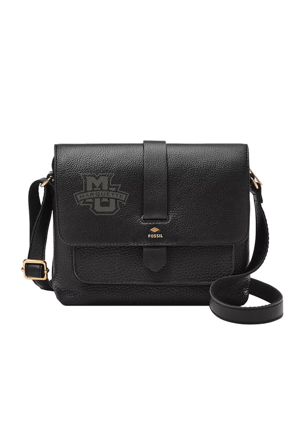Black Marquette Golden Eagles Kinley Leather Small Crossbody Bag