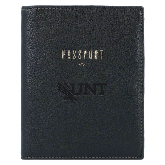 Fossil Black North Texas Mean Green Travel RFID Passport Case