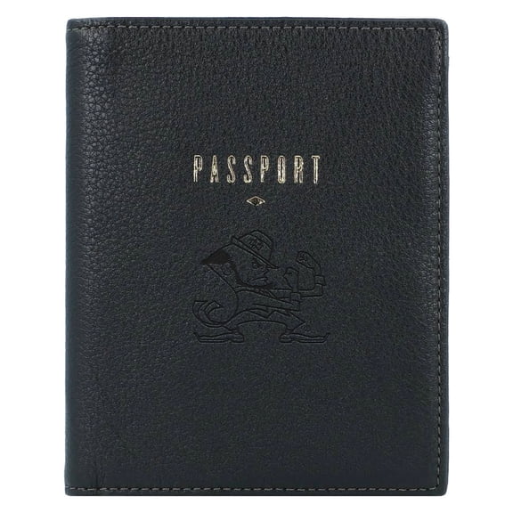Fossil  Black Notre Dame Fighting Irish Travel RFID Passport Case