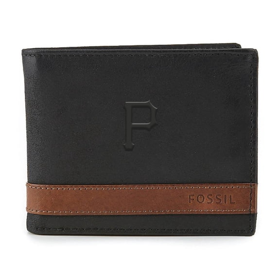 Fossil Black Pittsburgh Pirates Quinn Flip ID Bifold Wallet