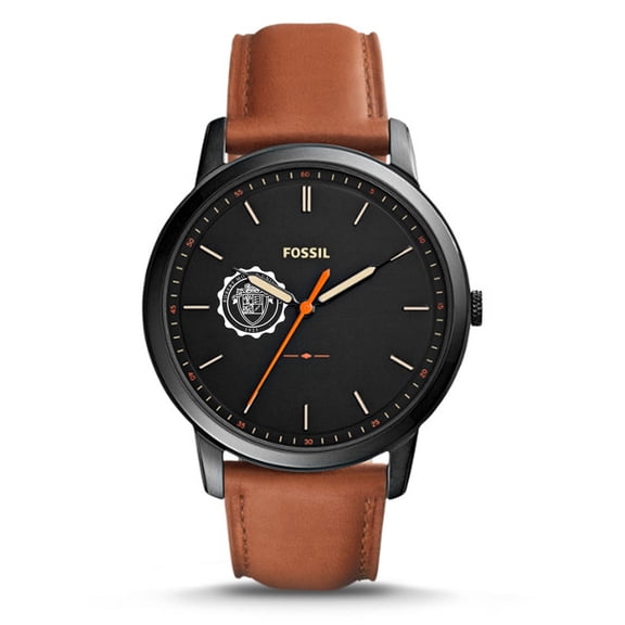 Fossil Black Robert Morris Colonials The Minimalist Slim Light Brown Leather Watch