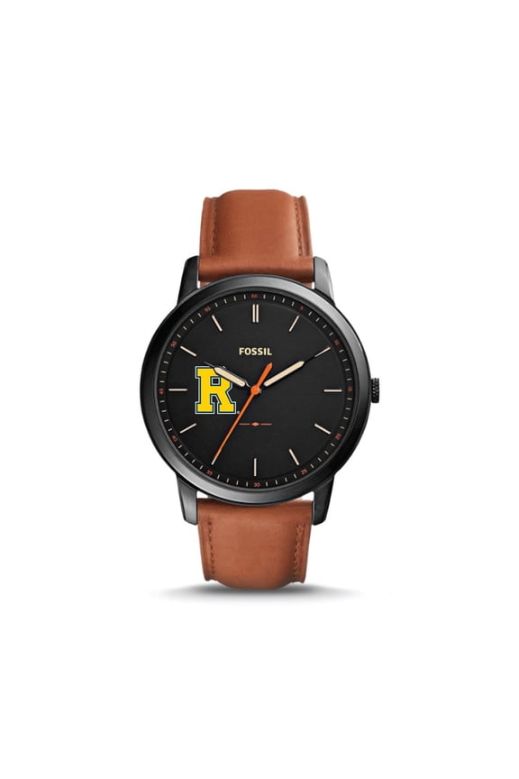 Black Rochester Yellow Jackets The Minimalist Slim Light Brown Leather Watch