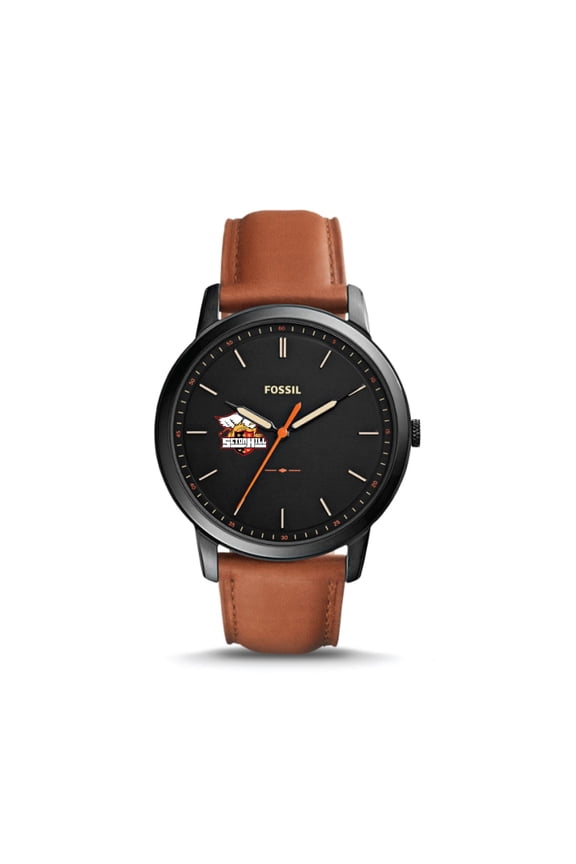 Black Seton Hill Griffins The Minimalist Slim Light Brown Leather Watch