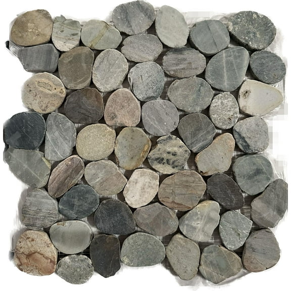 Fossil Blue Flat Sea Pebble Mosaic 12"x12" interlocking Floor and Wall Indoor and Outdoor Natural Zen Modern Living 11 sheets per case