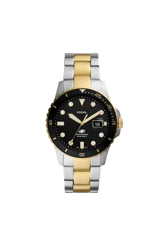 Blue Three-Hand Date Two-Tone Stainless Steel Watch