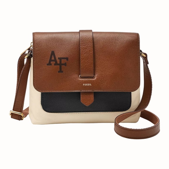 Fossil Brown Air Force Falcons Kinley Leather Small Crossbody Bag