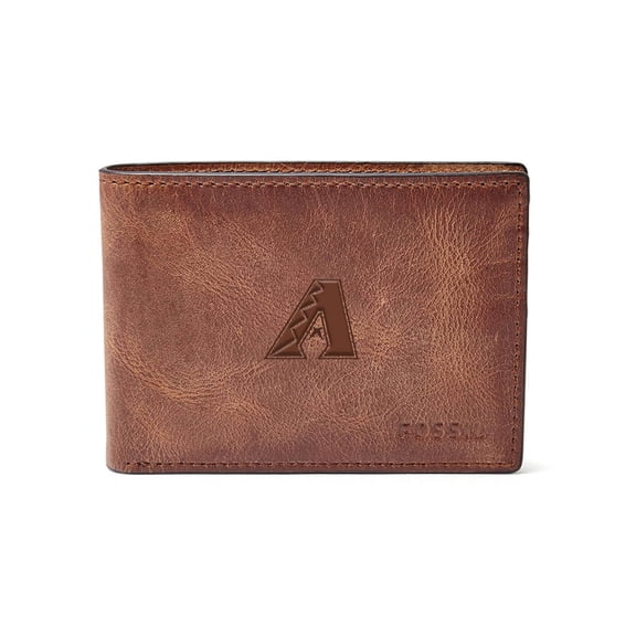 Fossil Brown Arizona Diamondbacks Leather Derrick Front Pocket Bifold Wallet