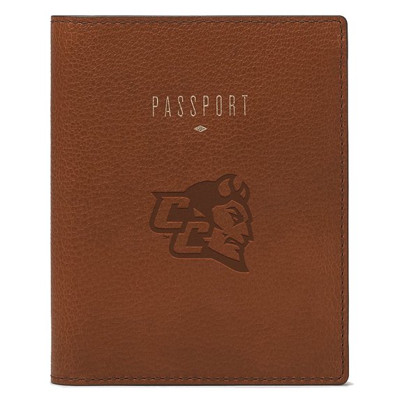 Fossil Brown Central Connecticut State Blue Devils Travel RFID Passport Case