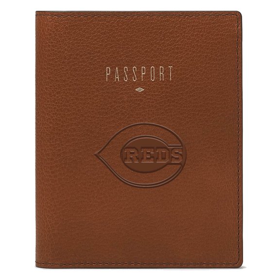 Fossil Brown Cincinnati Reds Travel RFID Passport Case