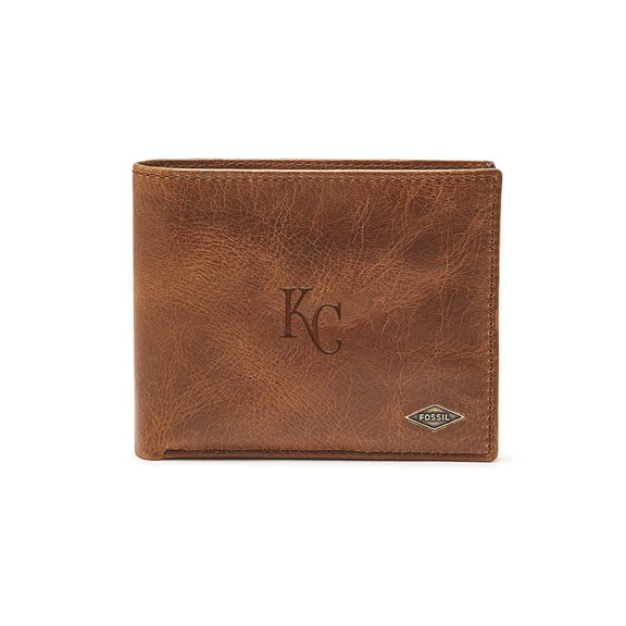 Fossil Brown Kansas City Royals Ryan RFID Passcase Wallet