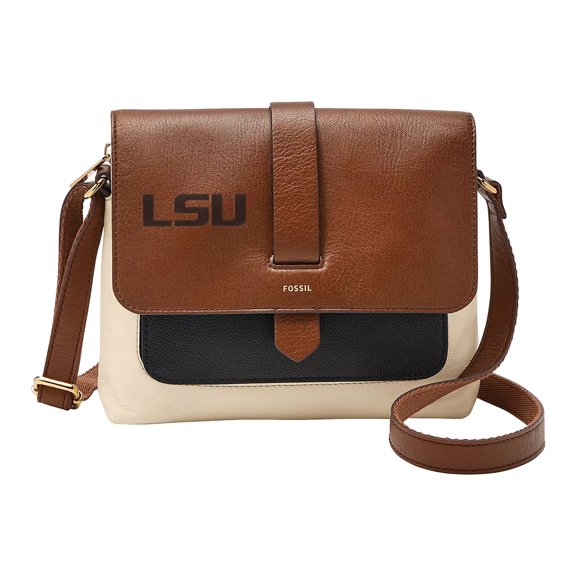 Fossil  Brown LSU Tigers Kinley Leather Small Crossbody Bag