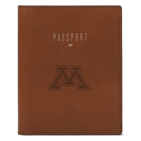 Fossil Brown Minnesota Golden Gophers Travel RFID Passport Case
