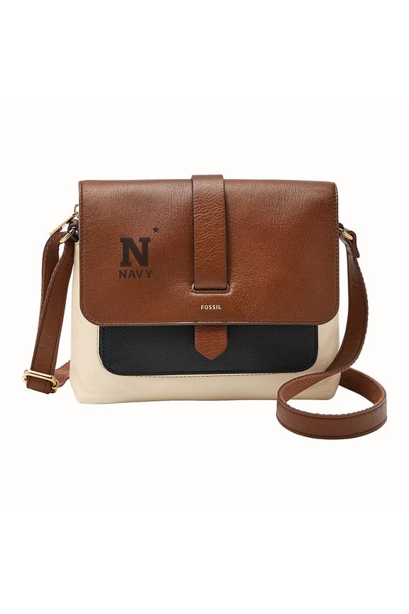 Brown Navy Midshipmen Kinley Leather Small Crossbody Bag