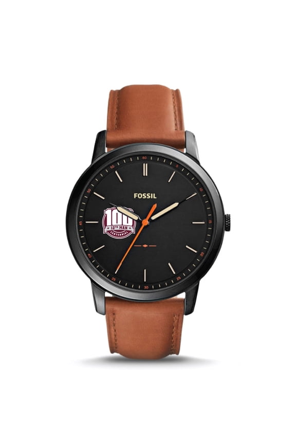 Brown Texas A&M Aggies 12th Man Centennial The Minimalist Slim Leather Watch