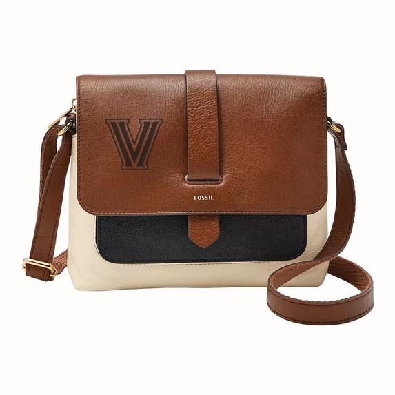 Fossil Brown Villanova Wildcats Kinley Leather Small Crossbody Bag