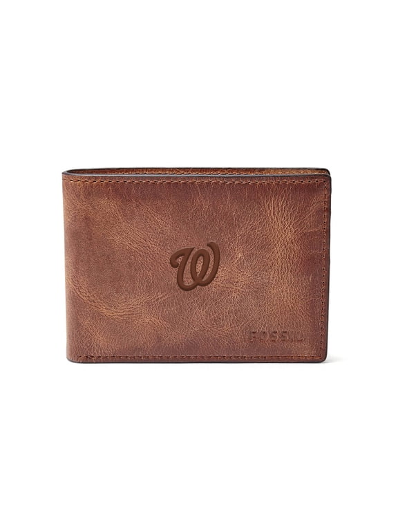 Brown Washington Nationals Leather Derrick Front Pocket Bifold Wallet