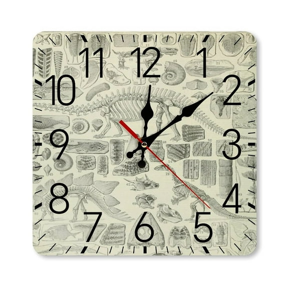 Fossil Chart Wall Clock Silent Non-Ticking For Home Office Decor, Decorative Clock Art