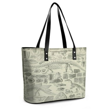 Fossil Chart Woman Leather Handbags Large Tote Bag Fashion Portable Handbags With Zipper