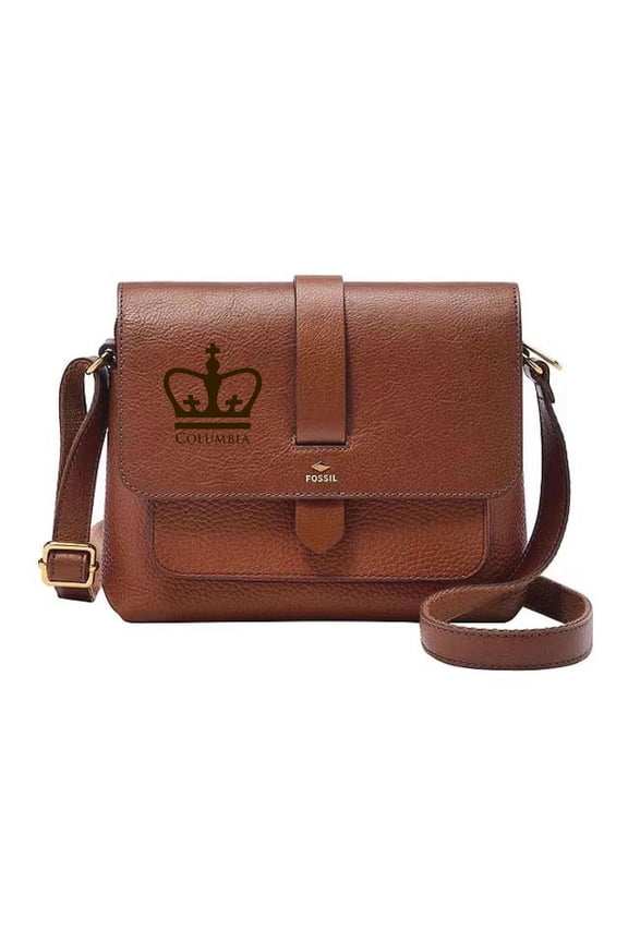 Columbia University Kinley Brown Leather Small Crossbody Bag