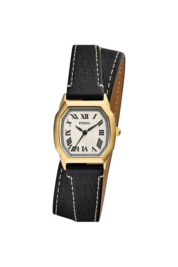 ES5404 Women's Harlow Quartz Beige Dial Black Strap Watch