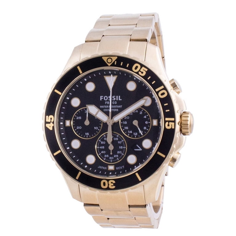 Orologio Fossil Cronografo Uomo FB-03 FS5727 - Quarzo, Cassa Acciaio Oro, Vetro Minerale, Bracciale In Acciaio