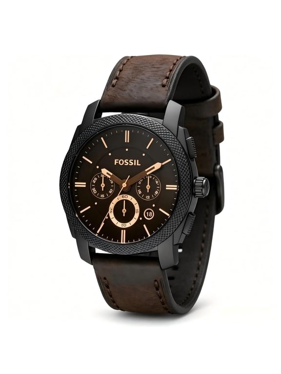 FS4656 Men's Chronograph Watch, Brown Leather Strap, Black Bezel