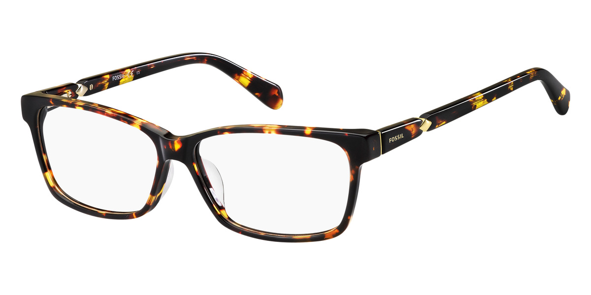 Fossil Full Rim Rectangular Dark Havana Eyeglasses
