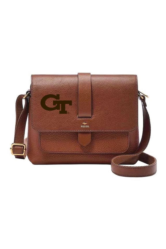 Georgia Tech Yellow Jackets Kinley Brown Leather Small Crossbody Bag