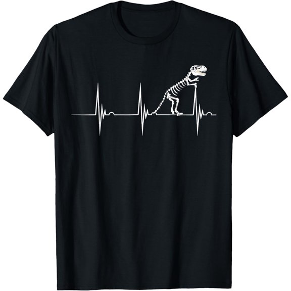 Fossil Hunting Heartbeat Dino Skull EKG T Rex Hunter T-Shirt