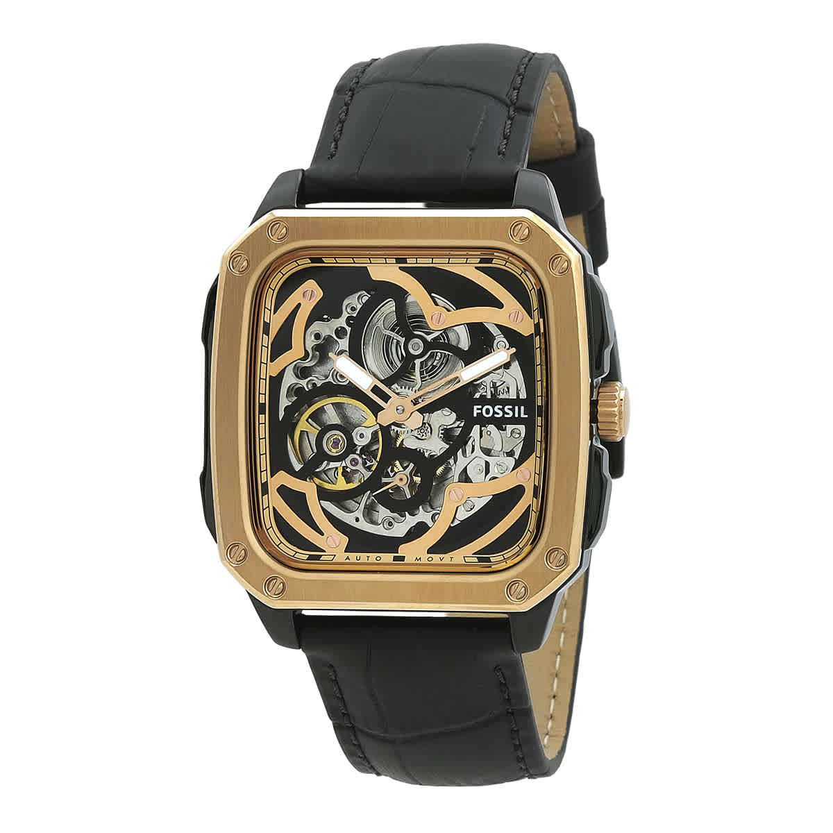 Fossil Inscription Automatic Black Skeleton Dial Men's Watch BQ2572