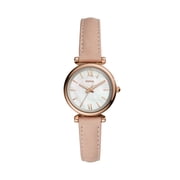 Fossil Womens Carlie Mini Three-Hand, Rose Gold-Tone Stainless Steel Watch