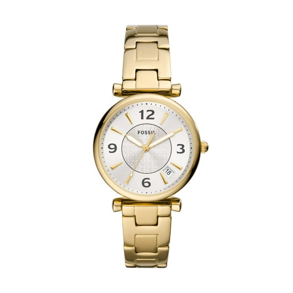 Fossil Ladies' Carlie Three-Hand Date Gold-Tone Stainless Steel Watch (ES5159)