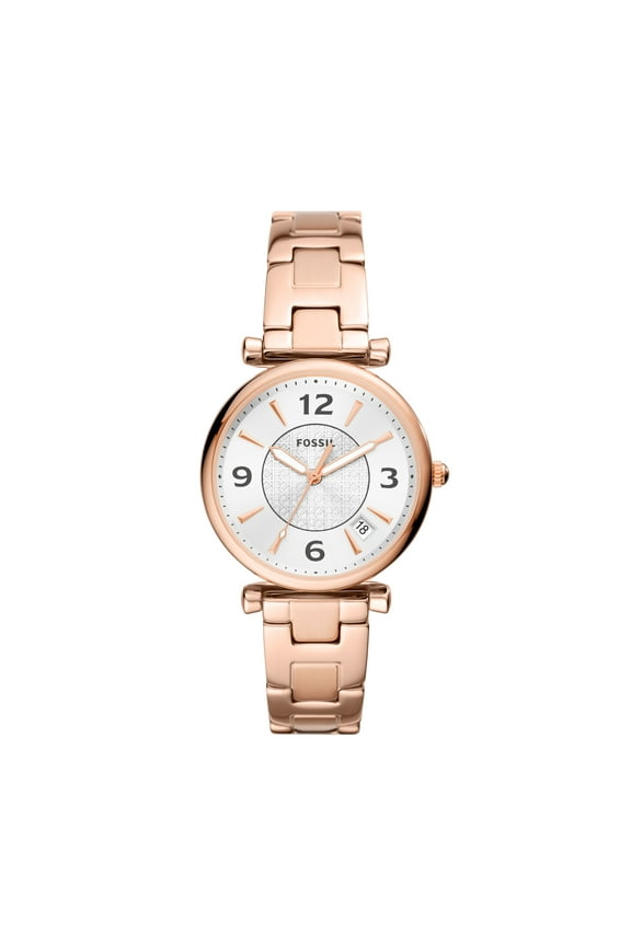 Ladies' Carlie Three-Hand Date Rose Gold-Tone Stainless Steel Watch (ES5158)