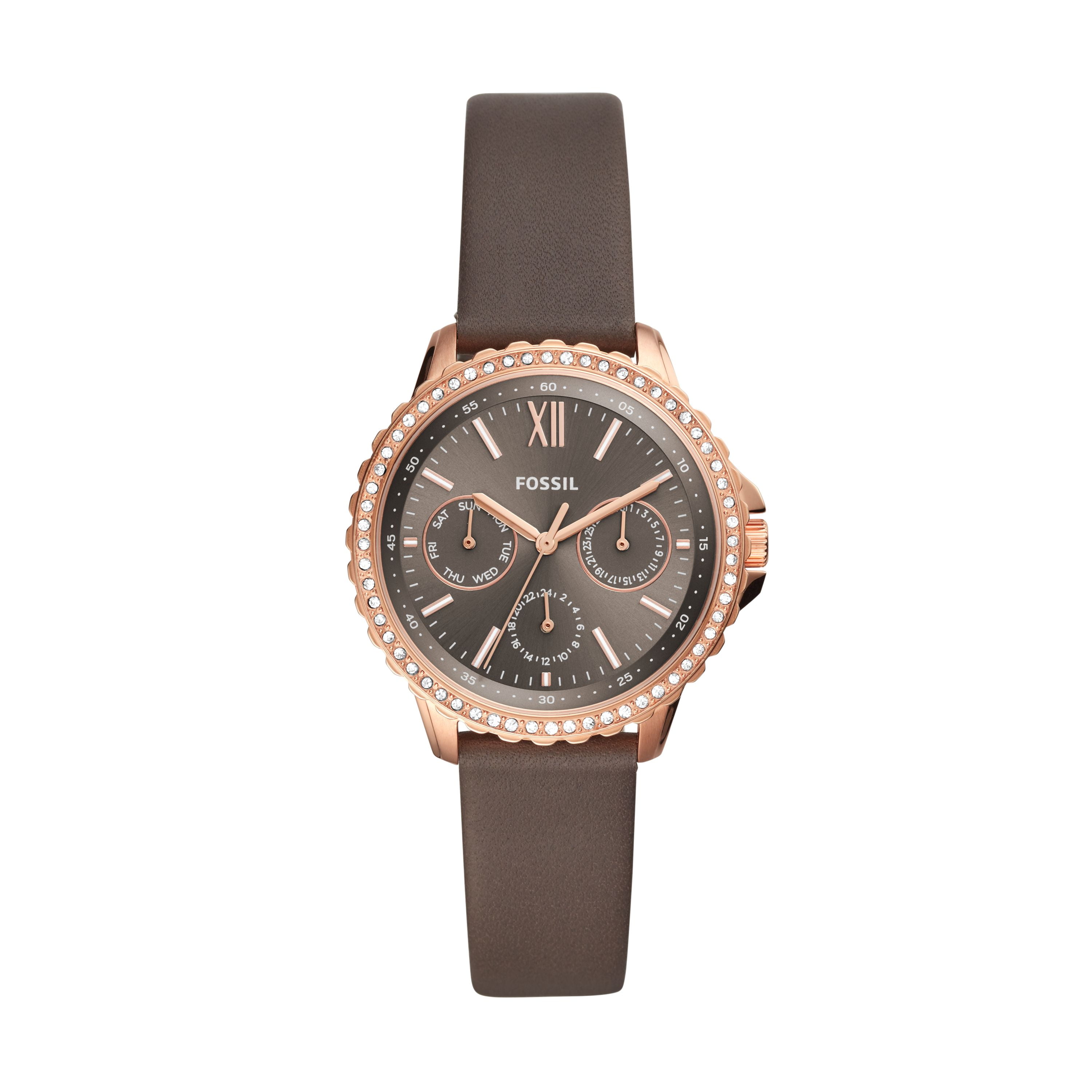 Fossil Ladies' Izzy Multifunction Gray Leather Watch ES4889