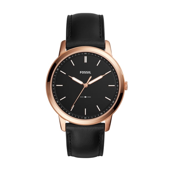 Fossil Men's 44mm Black Leather Band Steel Case Quartz Analog Watch FS5376