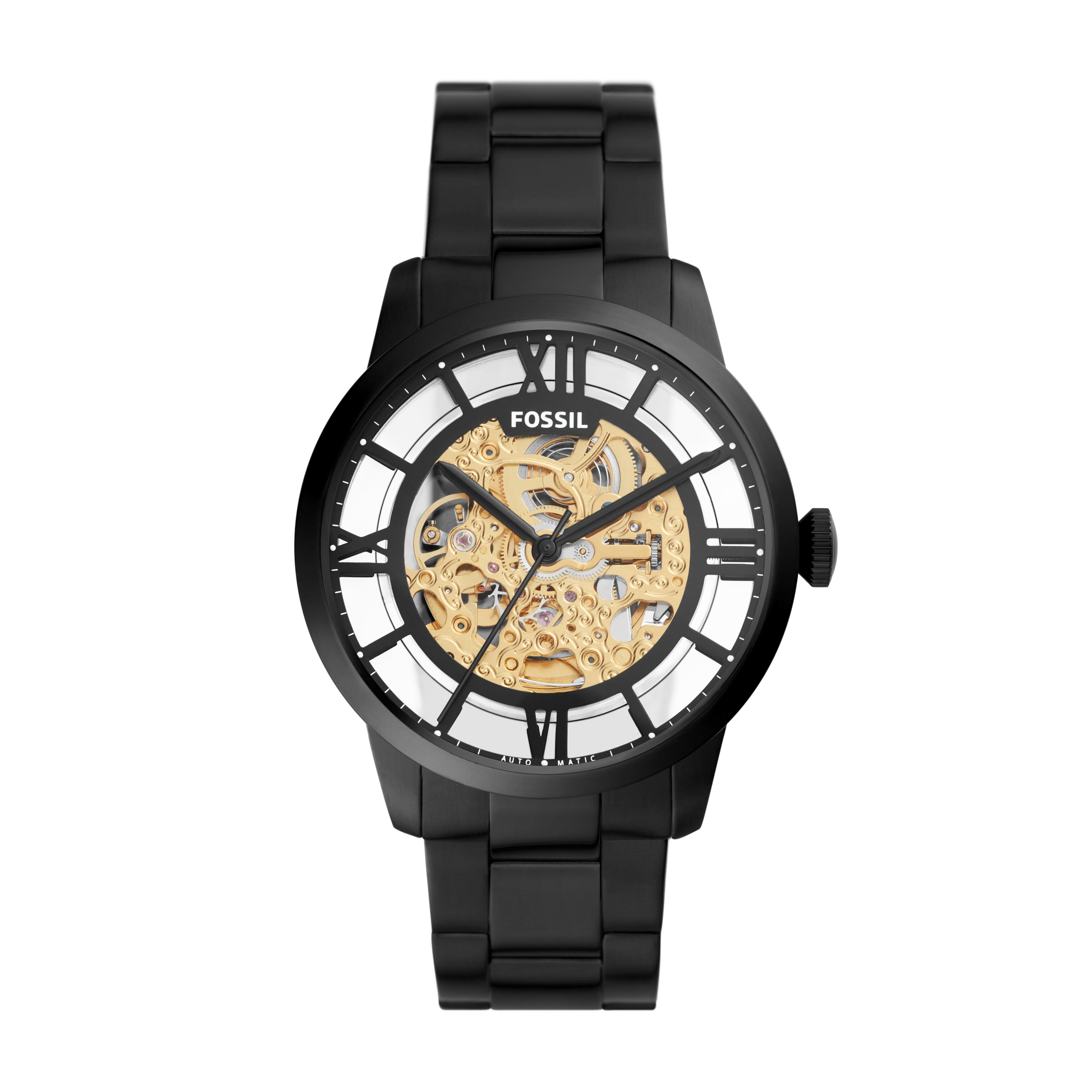 Men\'s Stainless Black Fossil Townsman Steel Watch 44mm Automatic (ME3197)