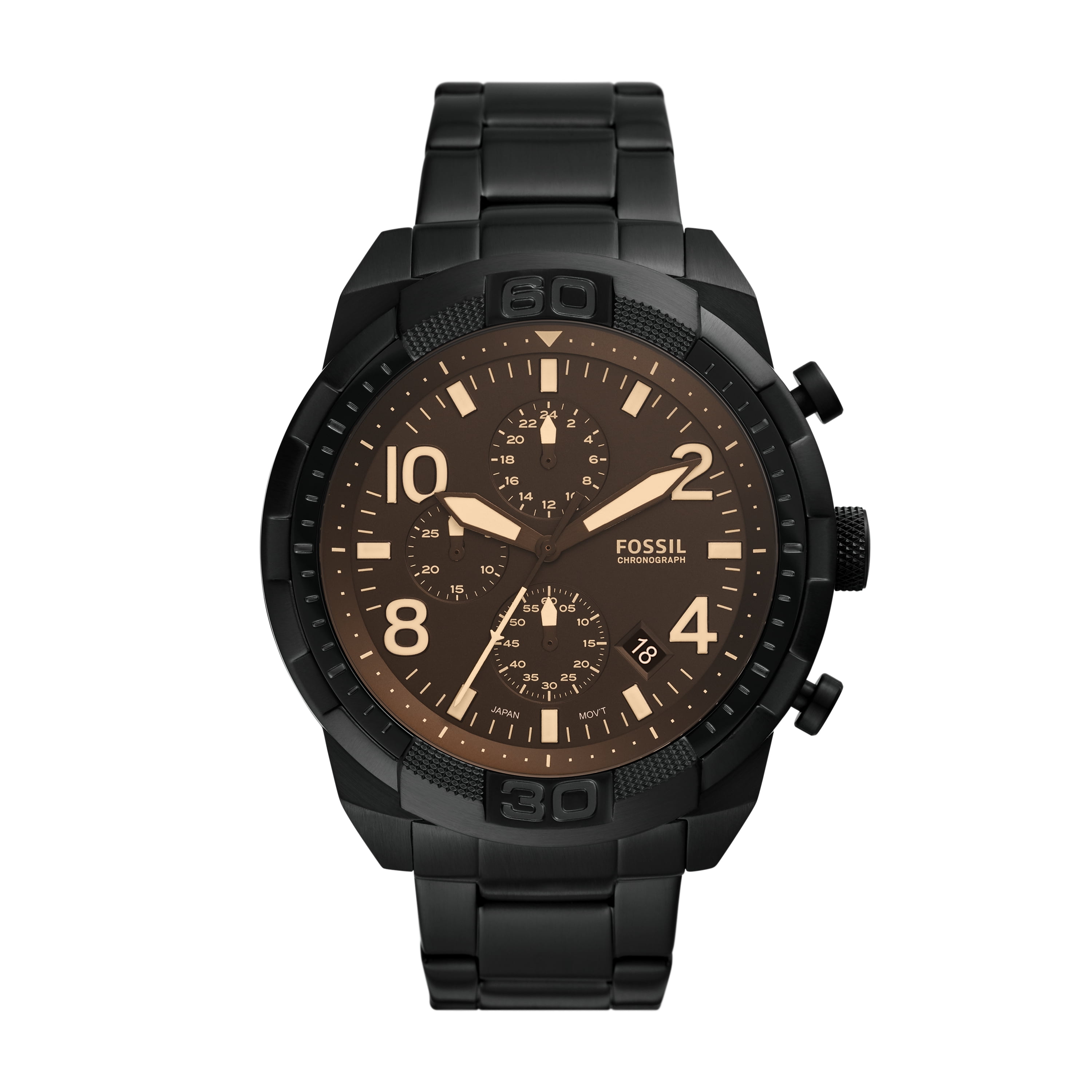 Fossil Men's Bronson Chronograph Black Stainless Steel Watch 