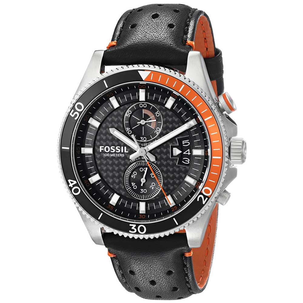 Fossil Men's CH2953 Wakefield Black Dial Black Leather Strap