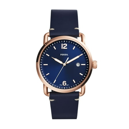 Fossil Men's Commuter Blue Dial Leather Watch FS5274