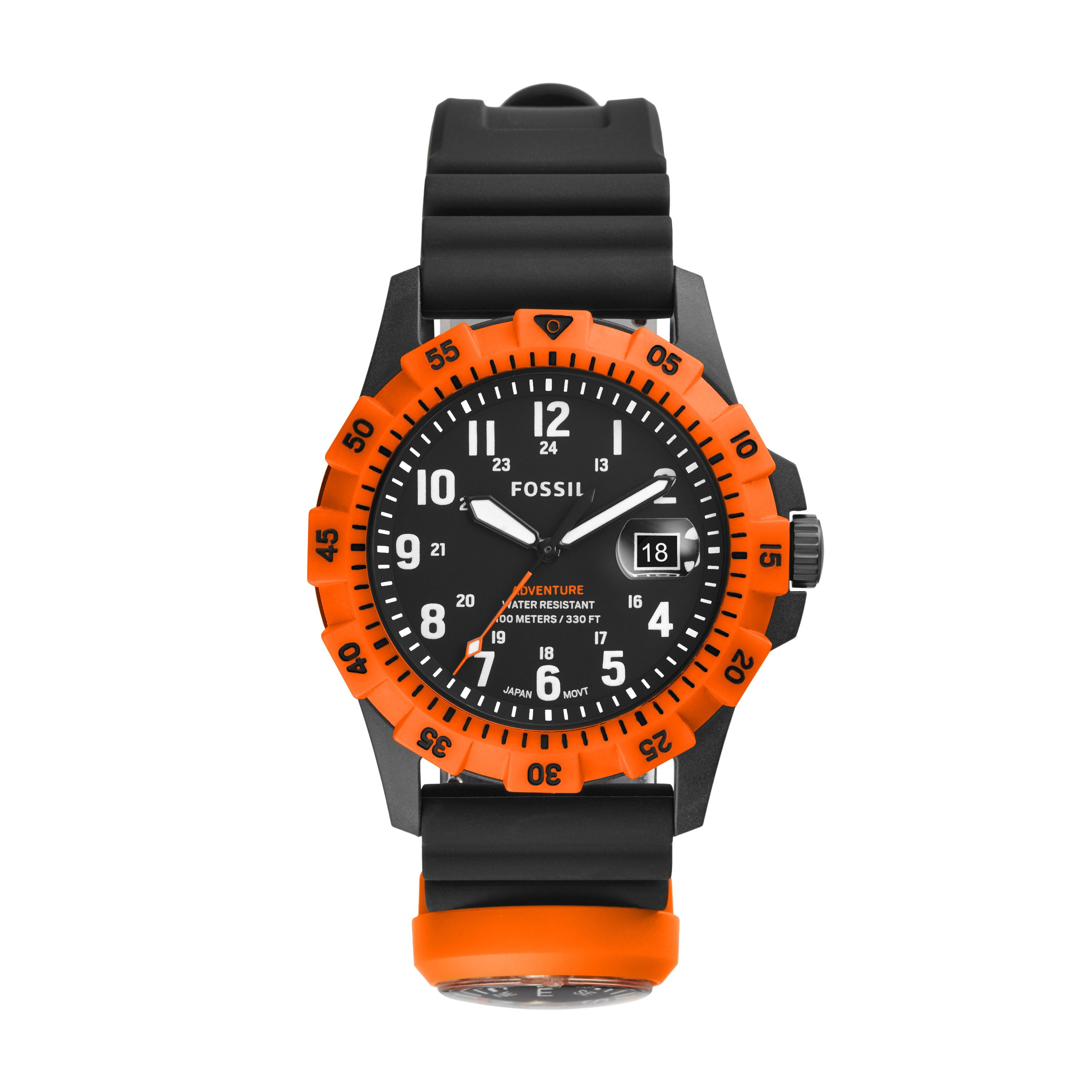 Fossil Men's FB-Adventure Three-Hand Date Black Silicone Watch
