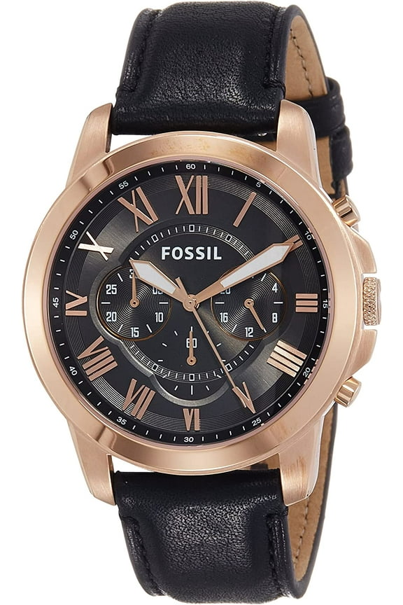 Men's FS5085 Grant Chronograph Stainless Steel Watch With Black Leather Band