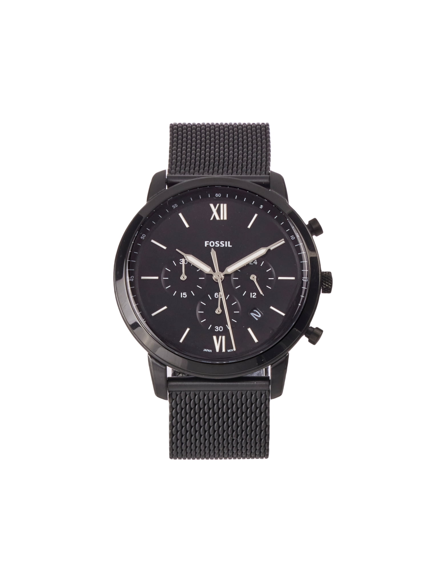 Fossil Men's FS5707 Black Mesh Neutra Quartz Stainless Steel ...