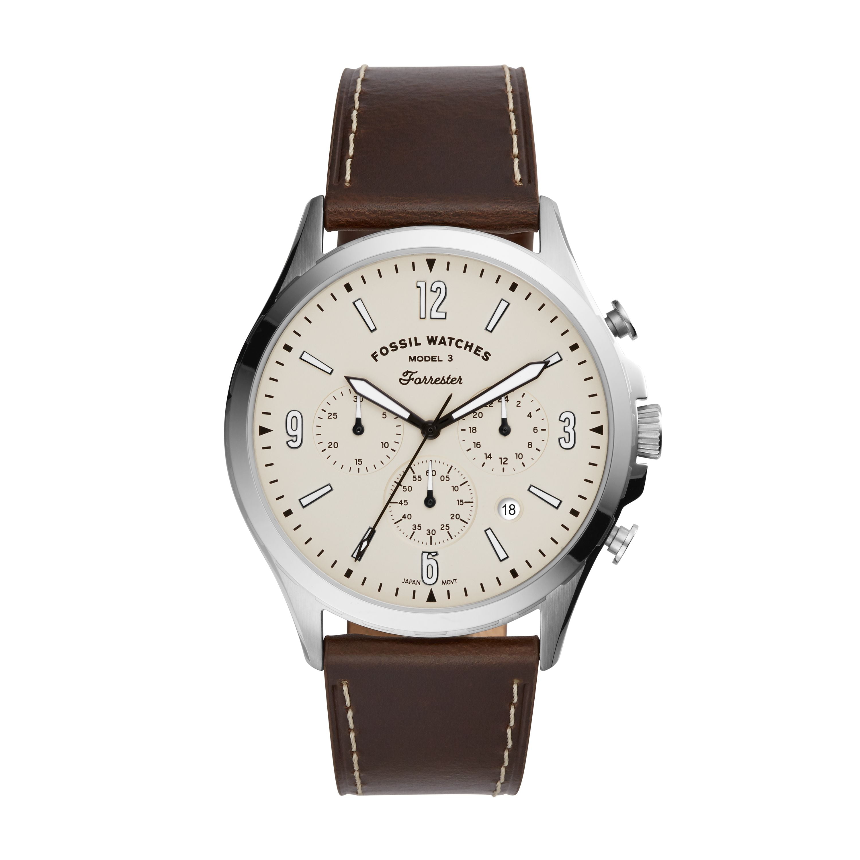 Fossil Men's Forrester Chronograph Brown Leather Watch FS5696