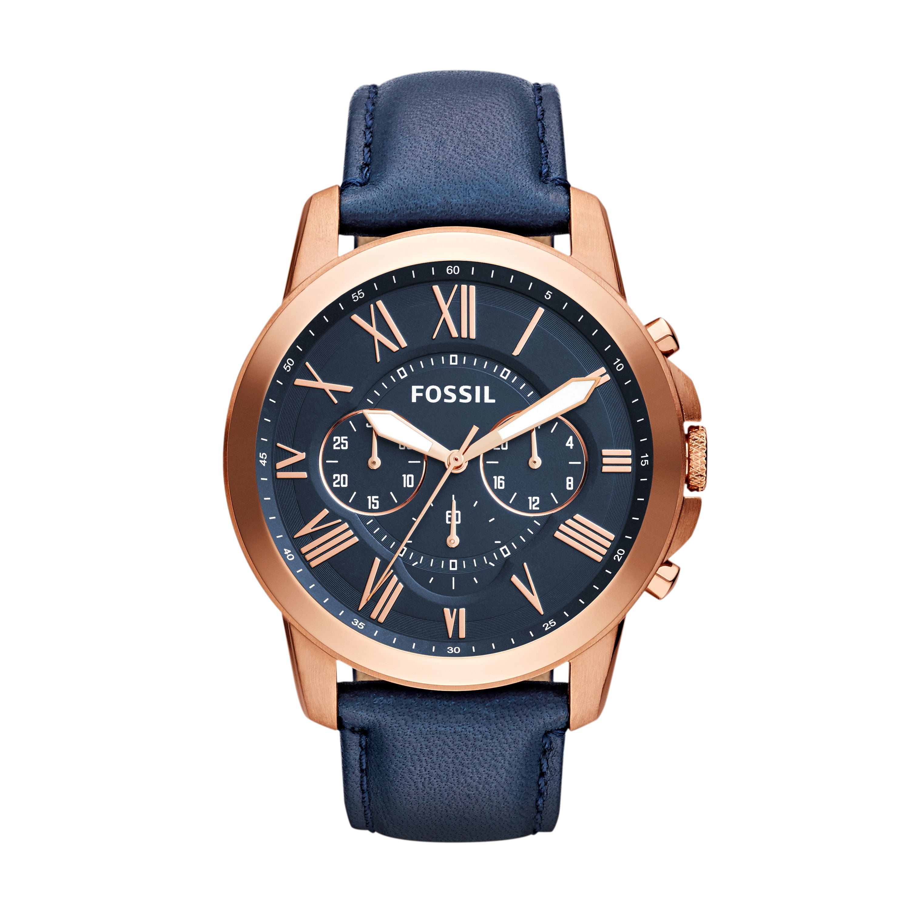 Fossil Men's Grant Chronograph Blue Leather Watch (Style