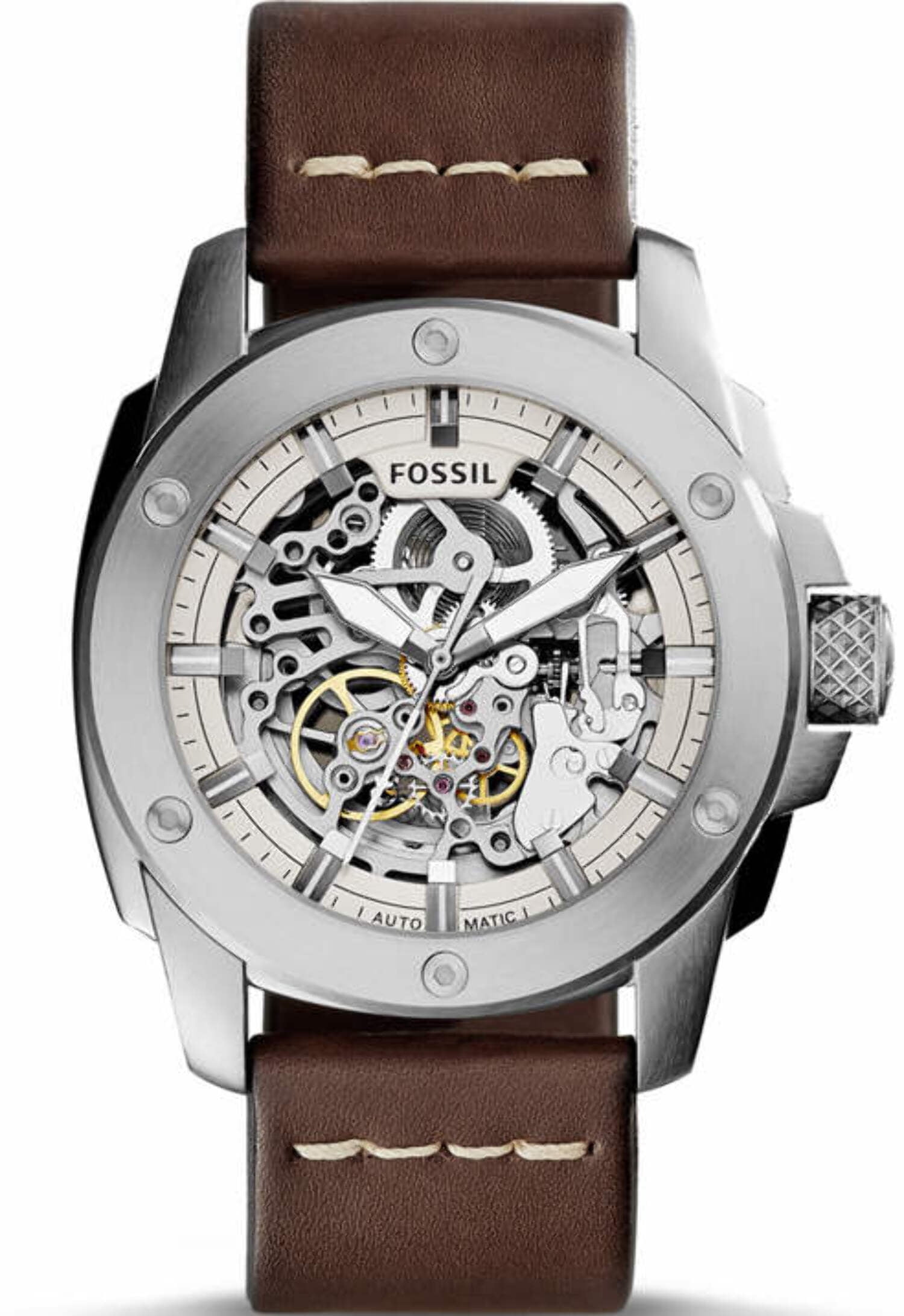 Fossil Men's ME3083 Brown Leather Swiss Automatic Watch